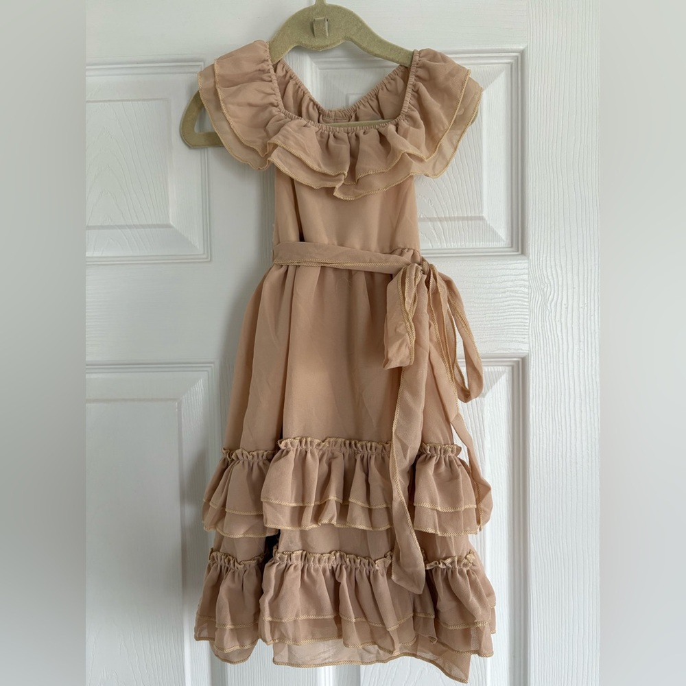 BAILEY’S BLOSSOM BABY GIRL RUFFLE MAXI DRESS - CHAMPAGNE - BRAND NEW WITH TAGS